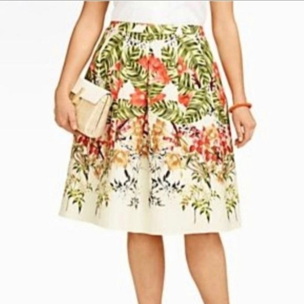 Talbots Floral Pleated A-Line Floral Skirt - Size 6P